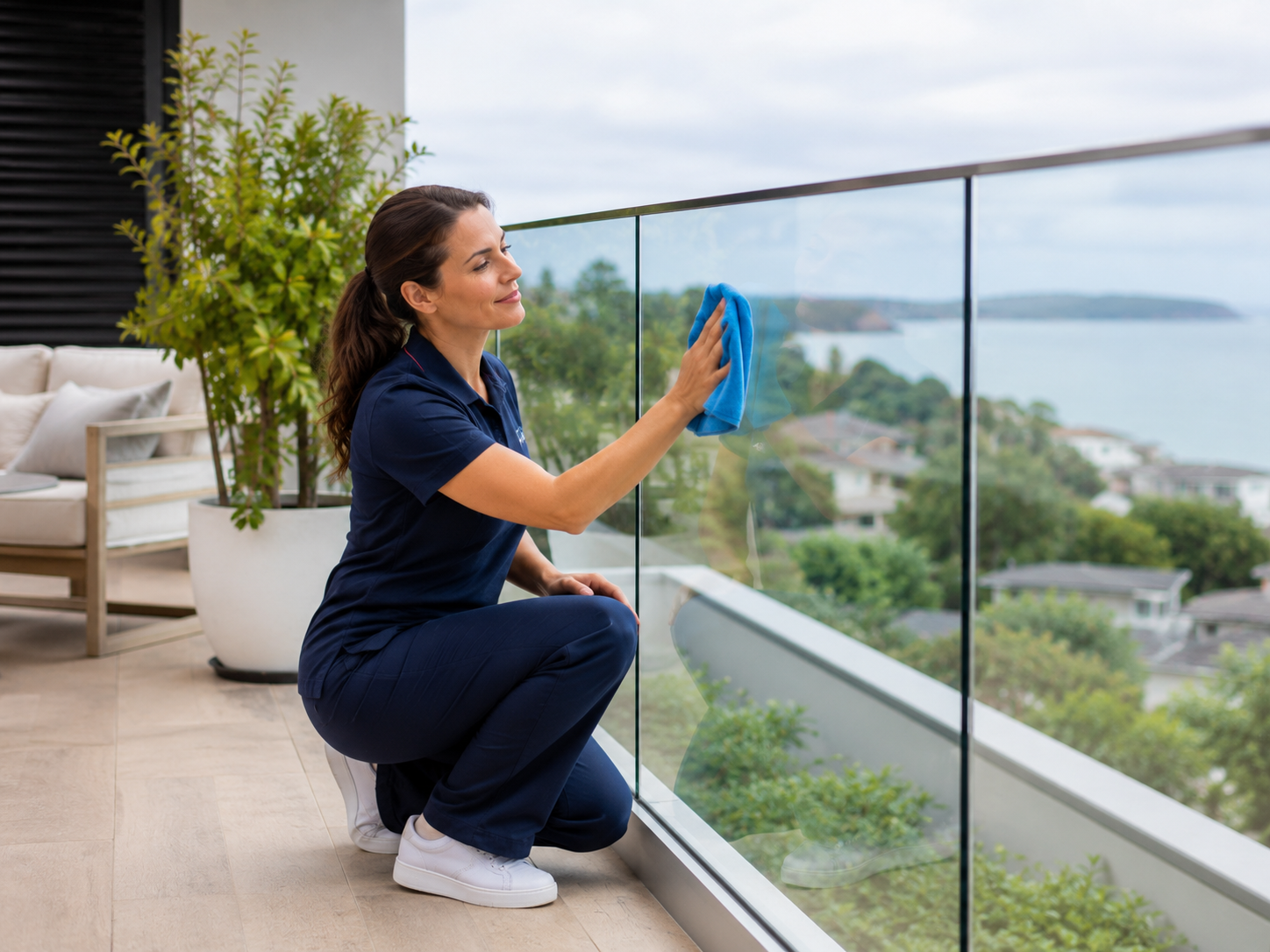 Nettoyage de garde-corps vitrés accessibles